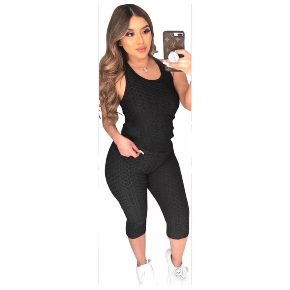 Honeycomb Pattern Cropped Jumpsuit